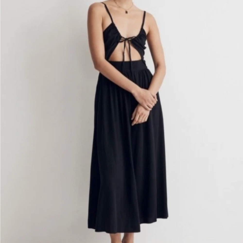 Madewell Cami Cut-out Black Midi Dress